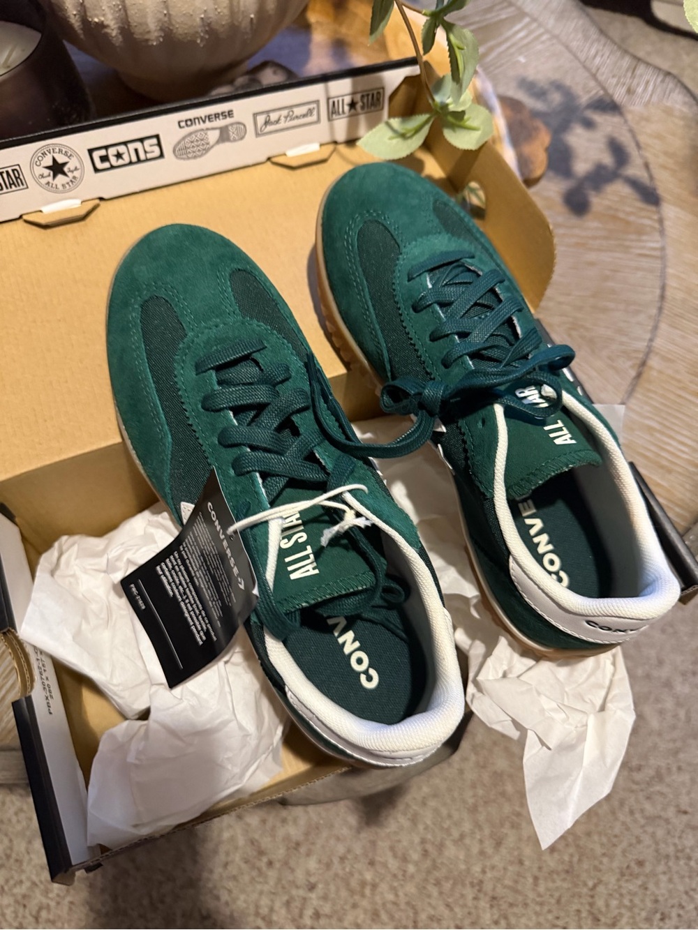 Unisex Converse All Star Dark Green Suede Trainers